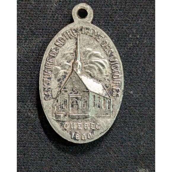 Vintage Our Lady Of Lourdes Oval Religious Medal charm Pendant 1: - Picture 1 of 5